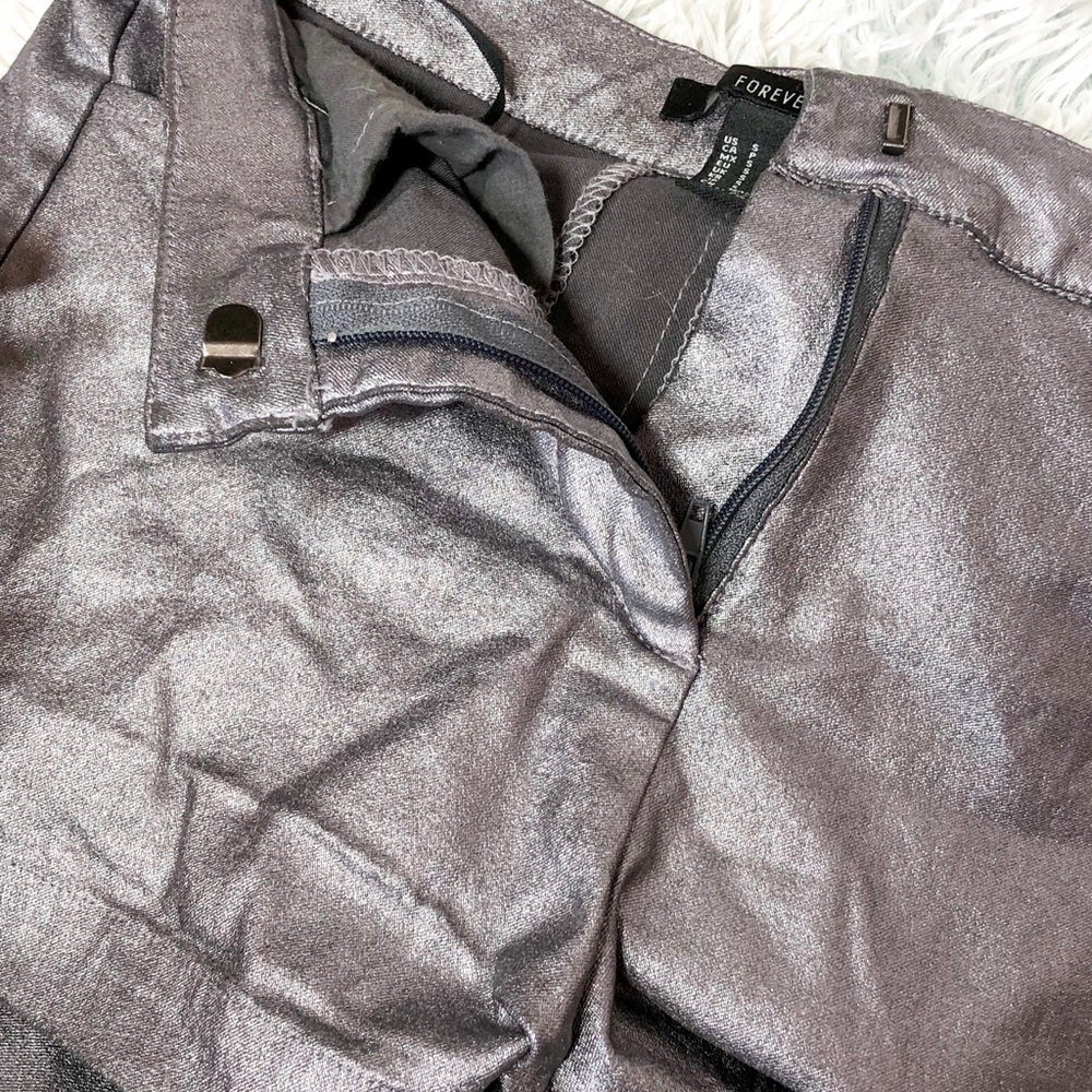 PU leather shorts dark silver